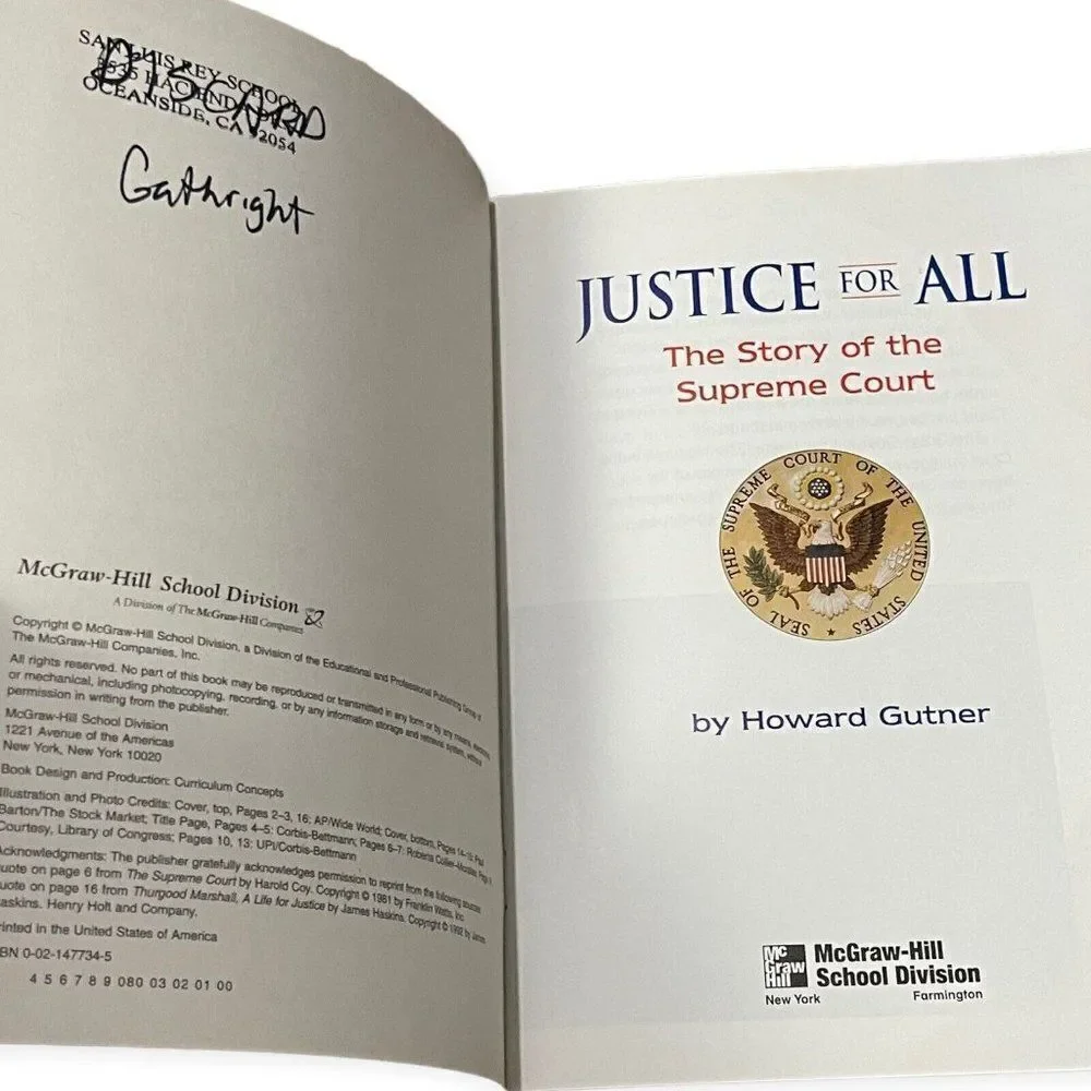 Children's Book Justice For All The Story Of The Supreme Court By Howard Gutner